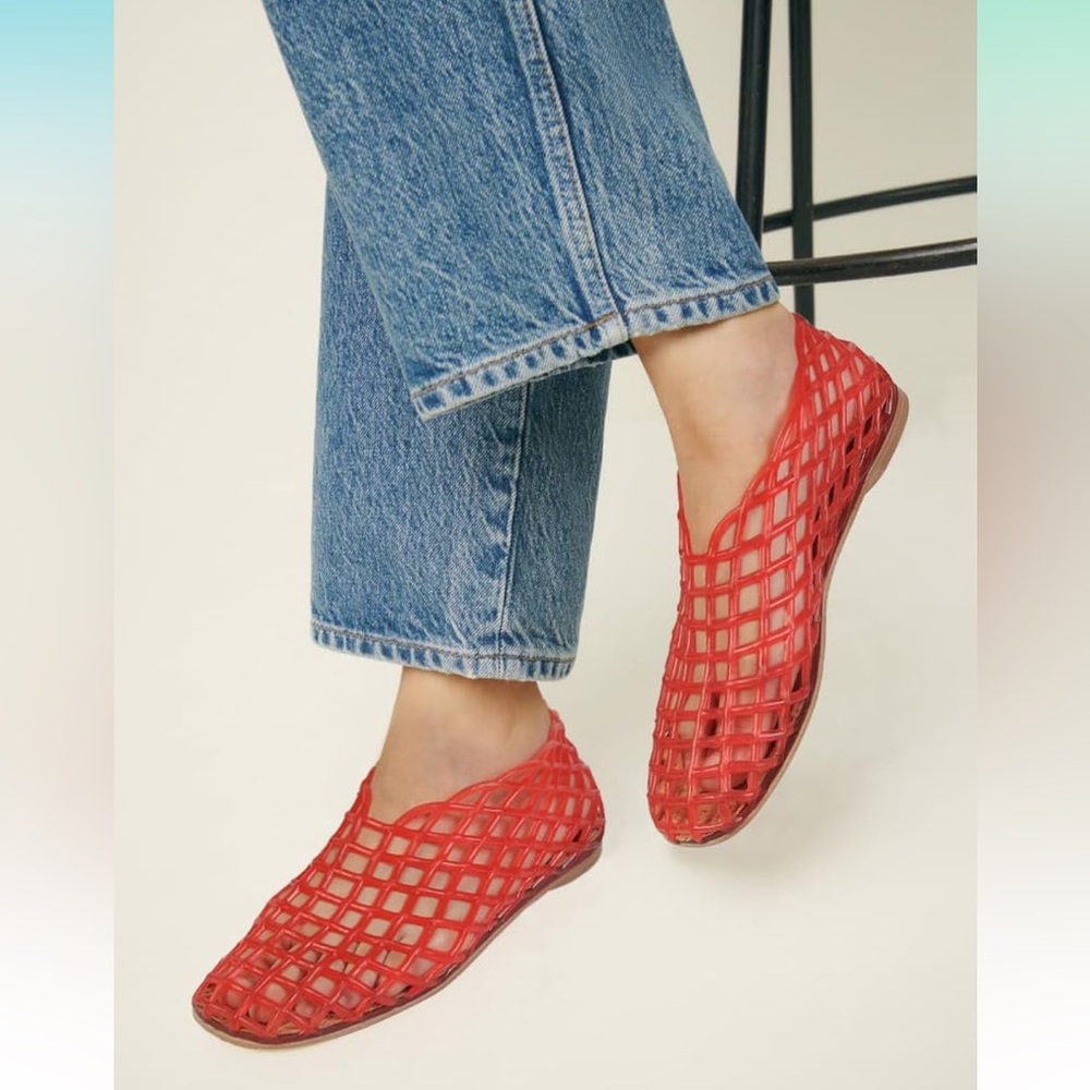 NIB WOMENS RED JELLY BALLET FLATS❤️